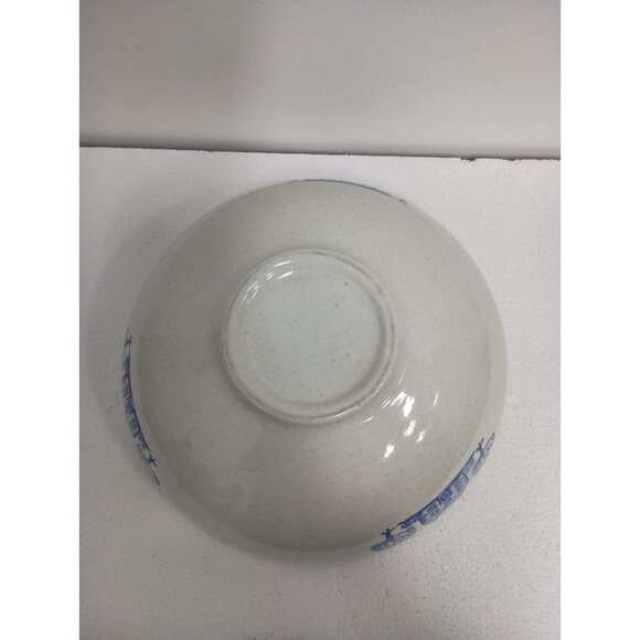 Vintage Metlox Poppytrail Provincial Blue Farm Scene Round Salad Bowl MCM - Picture 5 of 8